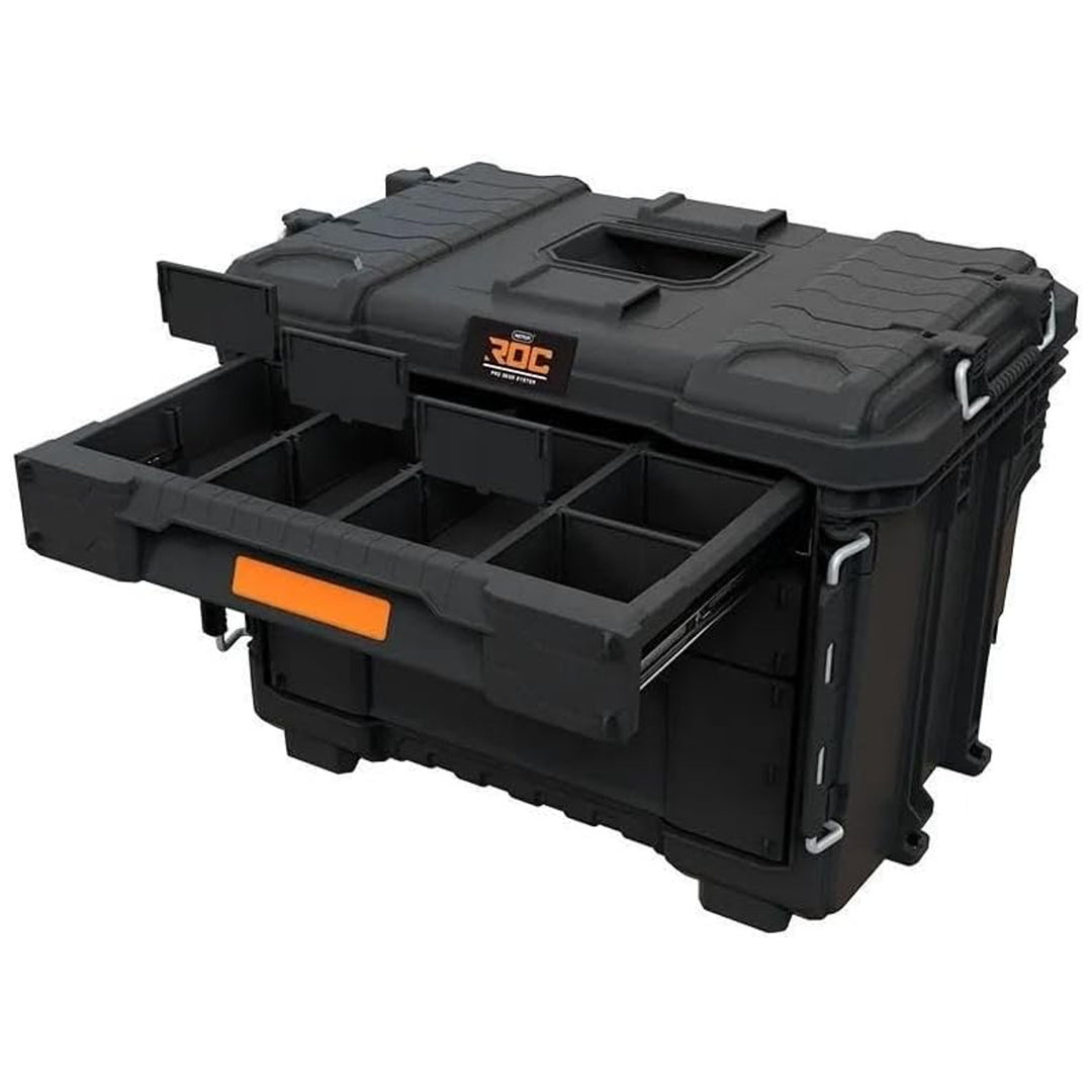 Boîte à outils XL Keter ROC Pro Gear 2.0, avec trois tiroirs, séparateurs inclus, emplacement pour cadenas, fermetures à l'avant, 259671