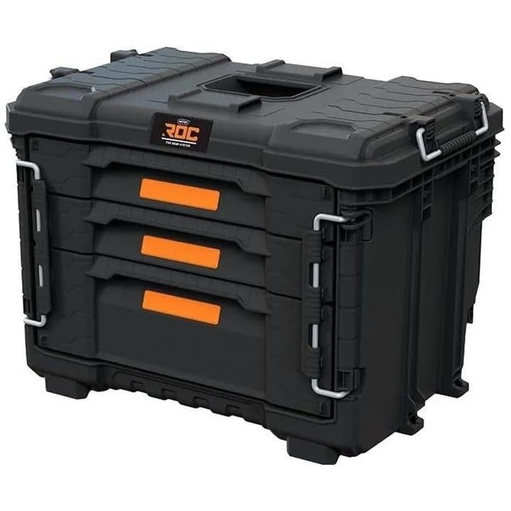 Boîte à outils XL Keter ROC Pro Gear 2.0, avec trois tiroirs, séparateurs inclus, emplacement pour cadenas, fermetures à l'avant, 259671