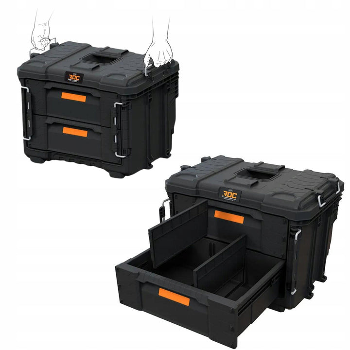 Boîte à outils XL Keter ROC Pro Gear 2.0, avec deux tiroirs, séparateurs inclus, emplacement pour cadenas, fermetures à l'avant, 259841