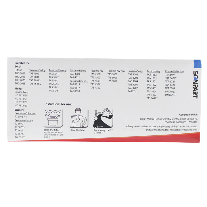 Filtre à eau Scanpart compatible avec Brita Maxtra Plus, Dafi Unimax, 4 pièces