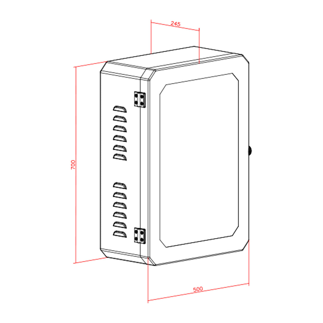 Armoire pour chargeur de véhicule électrique Maclean, étanche IP65, acier + verre trempé, dimensions 70 x 50 x 25 cm, MC-900