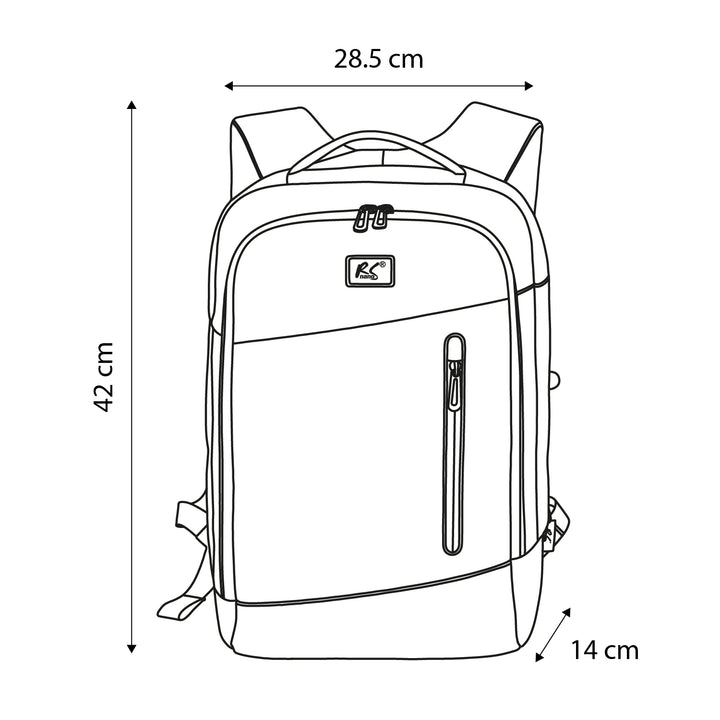 Sac à dos pour ordinateur portable NanoRS, 15,6 pouces, noir, 42 x 28,5 x 14, imperméable RS204 B