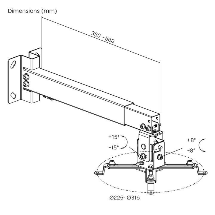 Support / crochet universel pour projecteur Maclean, noir, jusqu'à 20 kg, MC-206 B