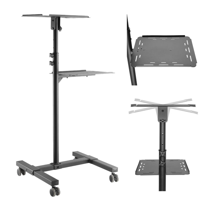Tablette mobile réglable Maclean pour projecteur/ordinateur portable, en acier, charge max. 10 kg, MC-207