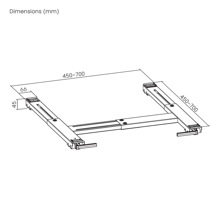 Support mobile pour appareils électroménagers jusqu'à 300 kg, Maclean, universel, réglable, largeur max. 450-700 mm, MC-918