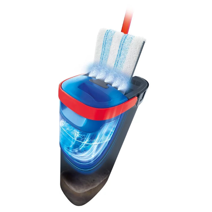 Balai à franges plat Vileda H2prO, séparation à 100 % de l'eau propre et de l'eau sale, deux réservoirs, 3 recharges en microfibre, embout 360°, 175774