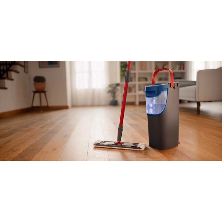 Balai à franges plat Vileda H2prO, séparation à 100 % de l'eau propre et de l'eau sale, deux réservoirs, 3 recharges en microfibre, embout 360°, 175774