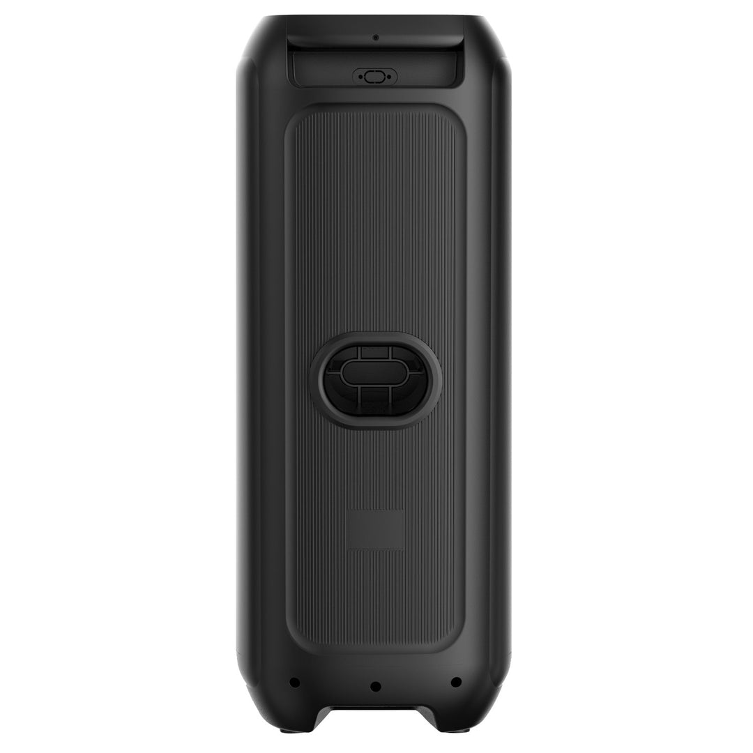 Grand haut-parleur Bluetooth, 120 W RMS/1400 W PMPO, deux haut-parleurs 8", égaliseur, fonction karaoké, MP3/cartes microSD, USB, AUX, BT 5.3+EDR, écran, LED, batterie intégrée, télécommande, MT3185