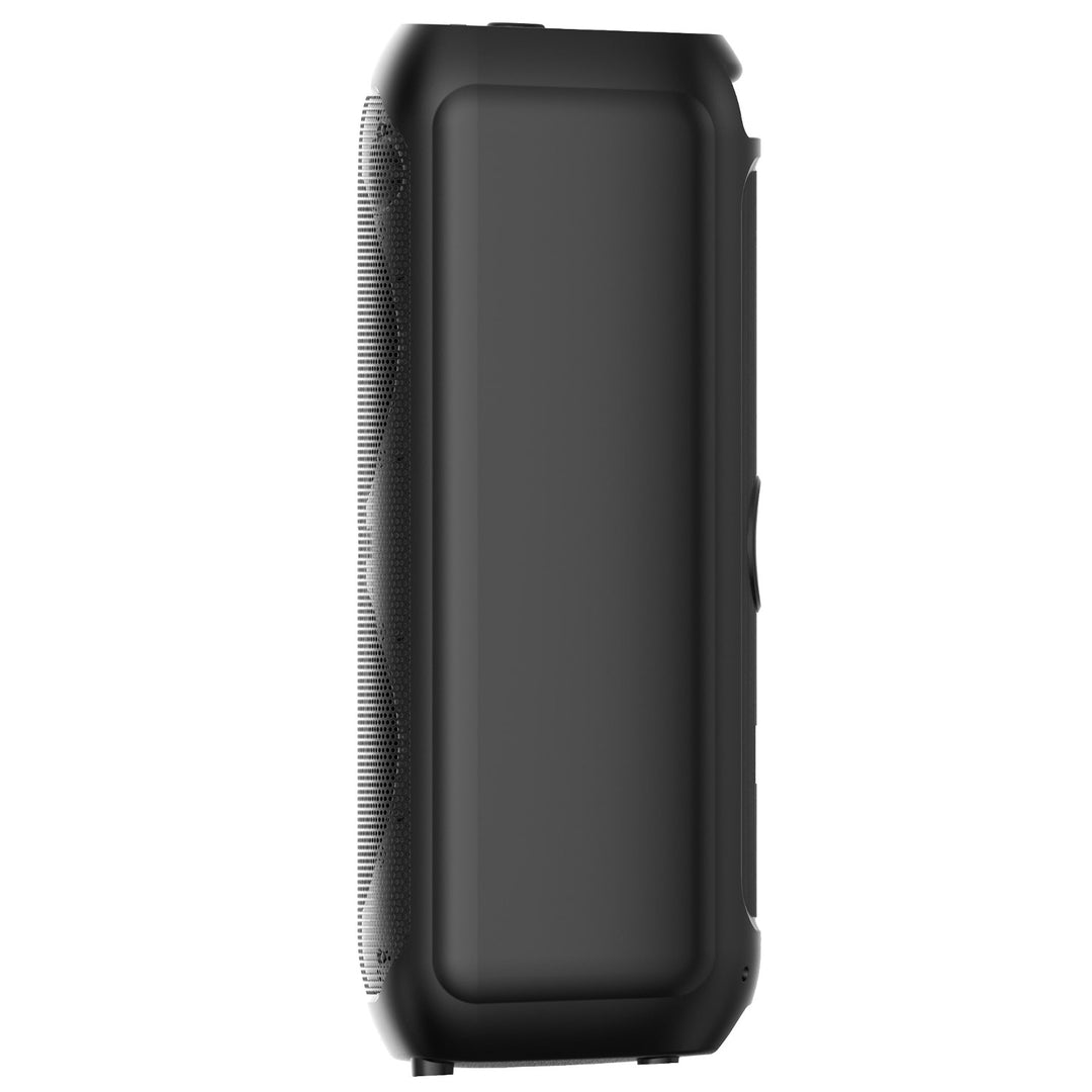 Grand haut-parleur Bluetooth, 120 W RMS/1400 W PMPO, deux haut-parleurs 8", égaliseur, fonction karaoké, MP3/cartes microSD, USB, AUX, BT 5.3+EDR, écran, LED, batterie intégrée, télécommande, MT3185
