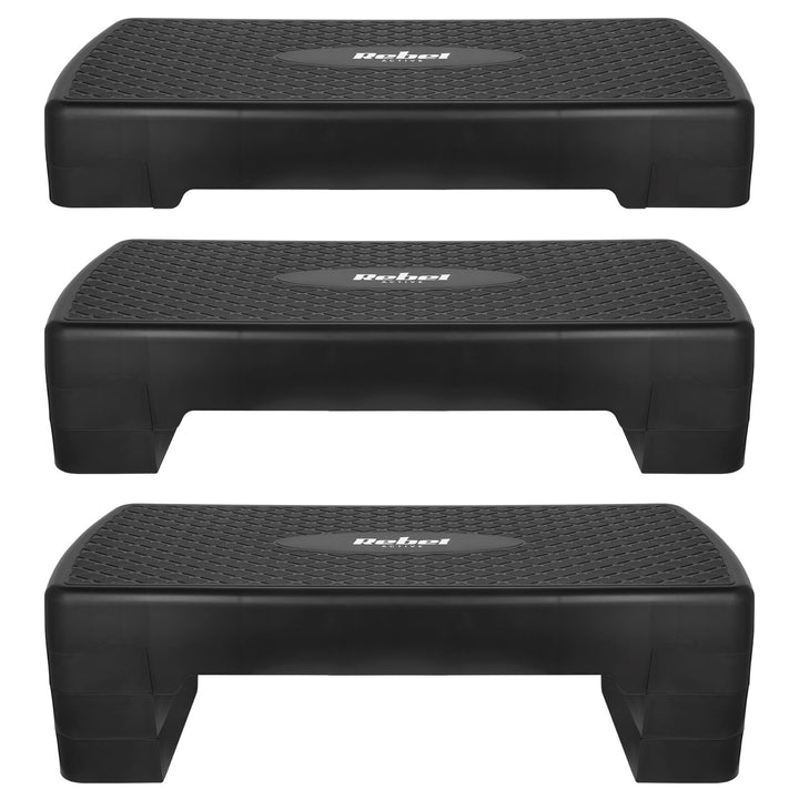 Step pour aérobic et fitness Rebel Active, 3 niveaux, 68 cm, noir, RBA-3227-BK