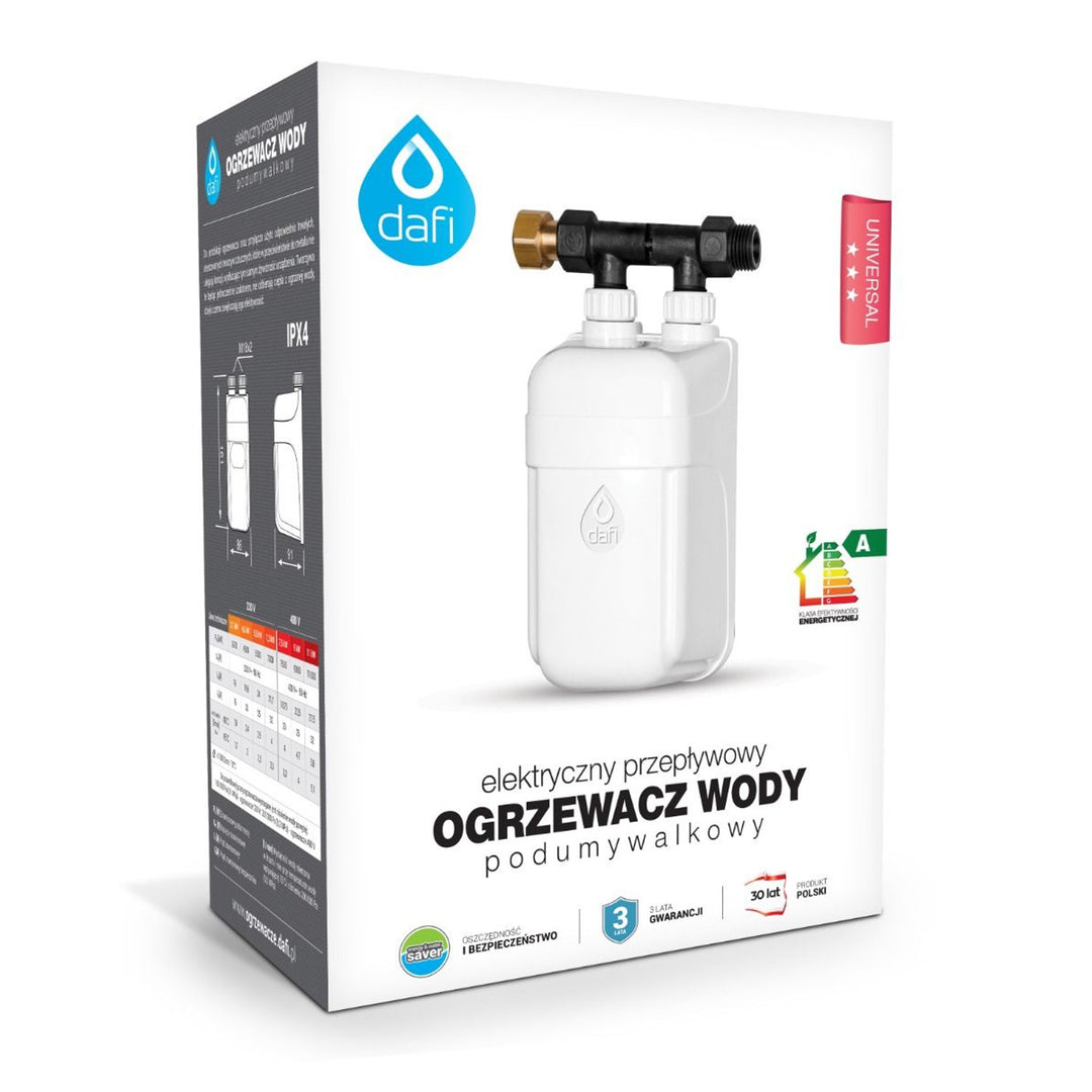 Chauffe-eau instantané Dafi, à installer sous le lavabo, avec raccord, 3,7 kW, 230 V