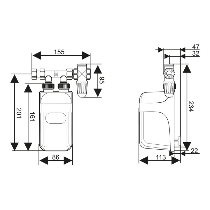 Chauffe-eau instantané Dafi, à installer sous le lavabo, avec raccord, 3,7 kW, 230 V