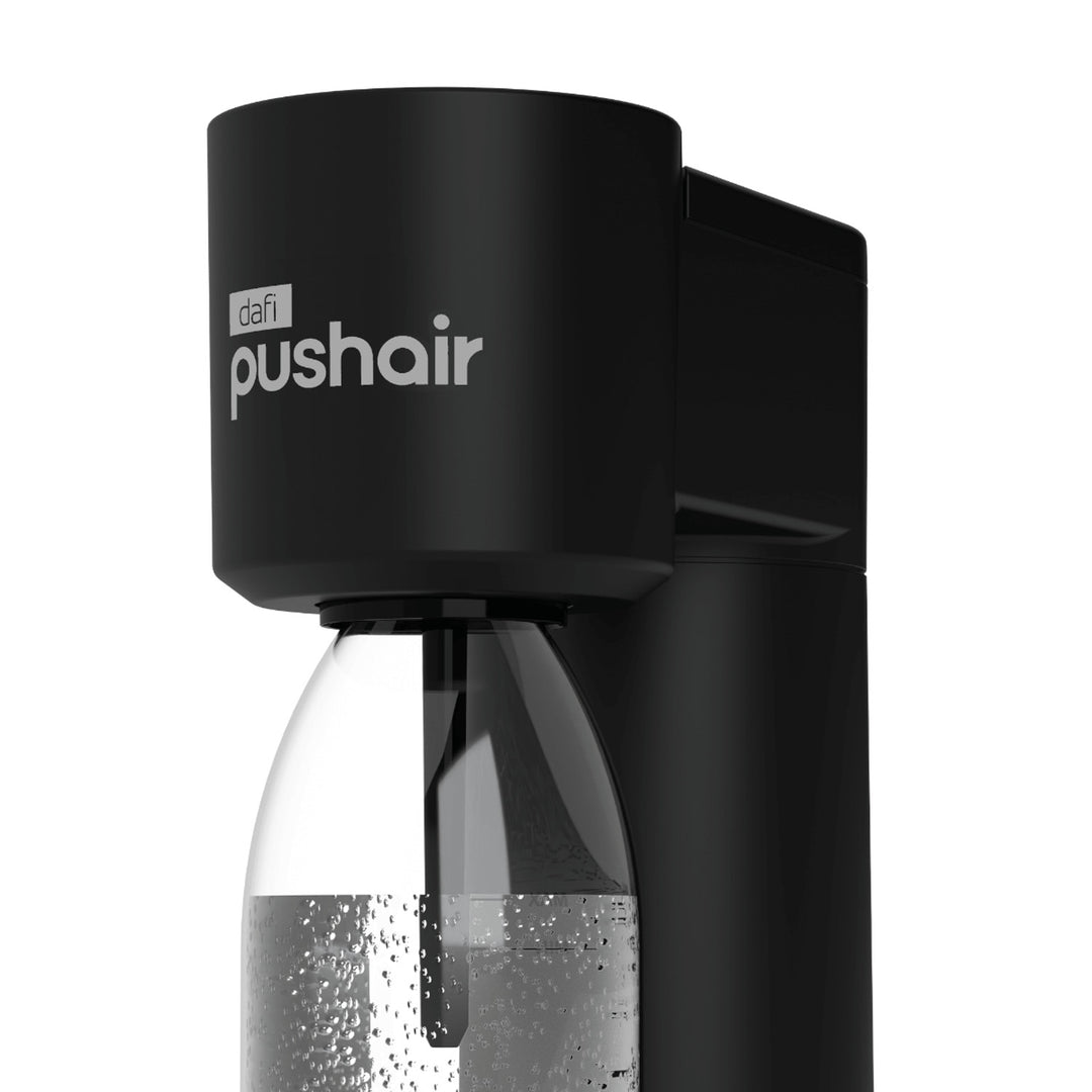Machine à gazéifier Dafi Push Air, couleur noire, livrée avec 2 bouteilles de 0,7 l et une cartouche de CO₂