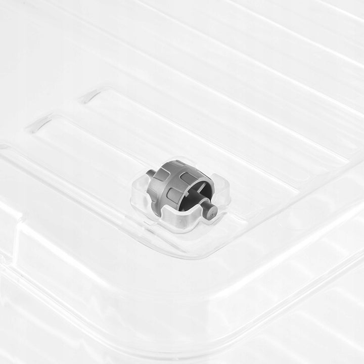 Conteneur avec couvercle Leo Keeeper, capacité 37 L, transparent, équipé de roulettes, couvercle à fermeture par clips