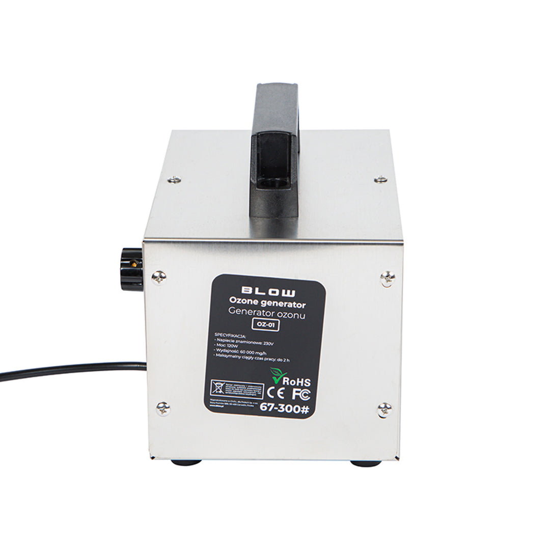 Générateur d'ozone Blow, capacité 60000 mg/h, puissance 120W, faible consommation d'énergie, long câble, durée de fonctionnement réglable, 4 plaques d'ozonisation, 67-300#