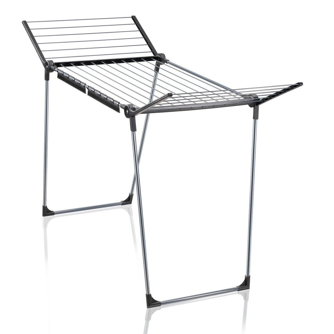 Séchoir Pegasus 180 Solid Black Leifheit, longueur des cordes 18 m, pieds parallèles stables, résistant aux intempéries, 2 crochets à linge, 81589