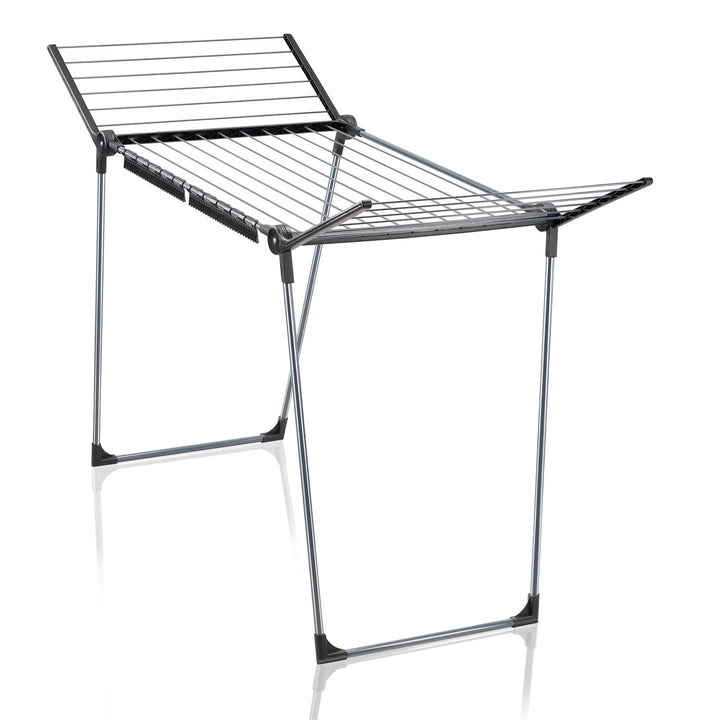 Séchoir Pegasus 180 Solid Black Leifheit, longueur des cordes 18 m, pieds parallèles stables, résistant aux intempéries, 2 crochets à linge, 81589