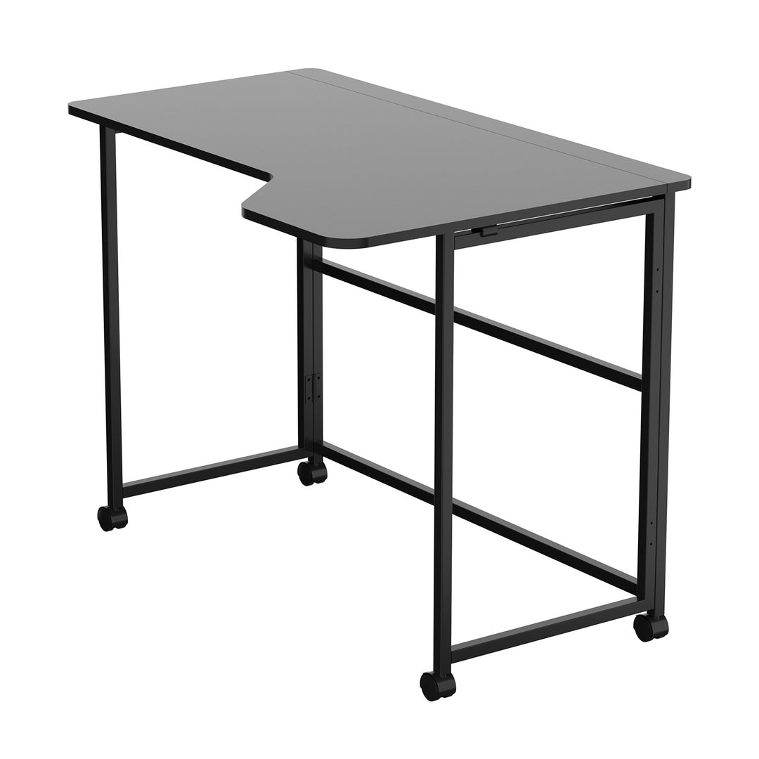Table de bureau pliante Maclean, noire, mobile, 100 x 65 cm, 50 kg max., en angle, en forme de L, MC-1250 L/B