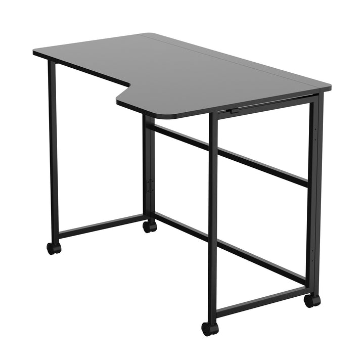 Table de bureau pliante Maclean, noire, mobile, 100 x 65 cm, 50 kg max., en angle, en forme de L, MC-1250 L/B