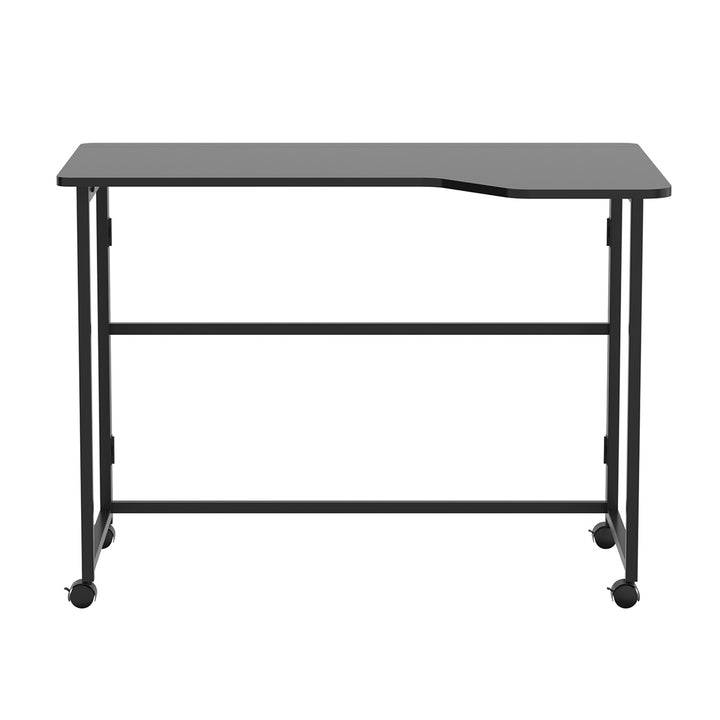 Table de bureau pliante Maclean, noire, mobile, 100 x 65 cm, 50 kg max., en angle, en forme de L, MC-1250 L/B
