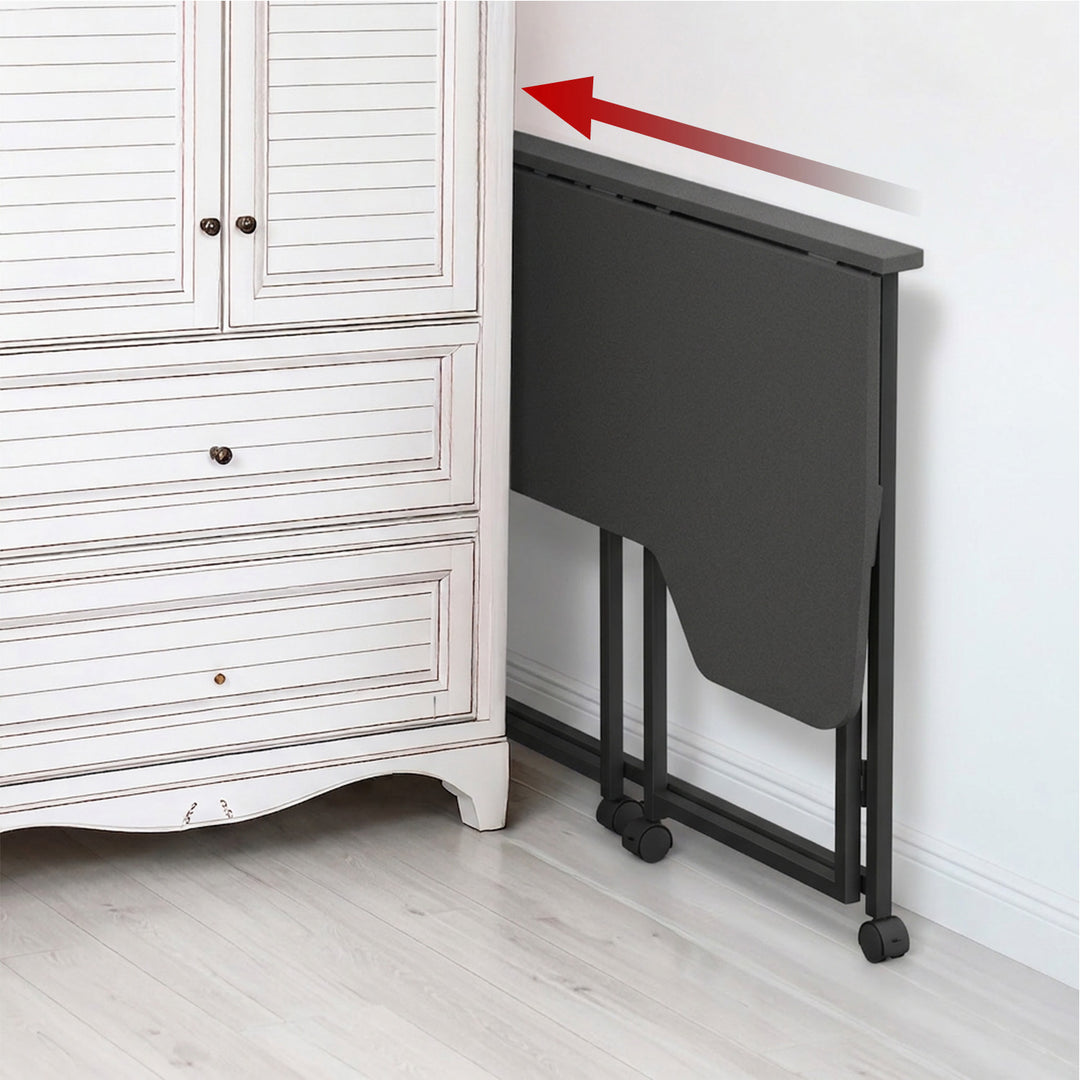Table de bureau pliante Maclean, noire, mobile, 100 x 65 cm, 50 kg max., en angle, en forme de L, MC-1250 L/B