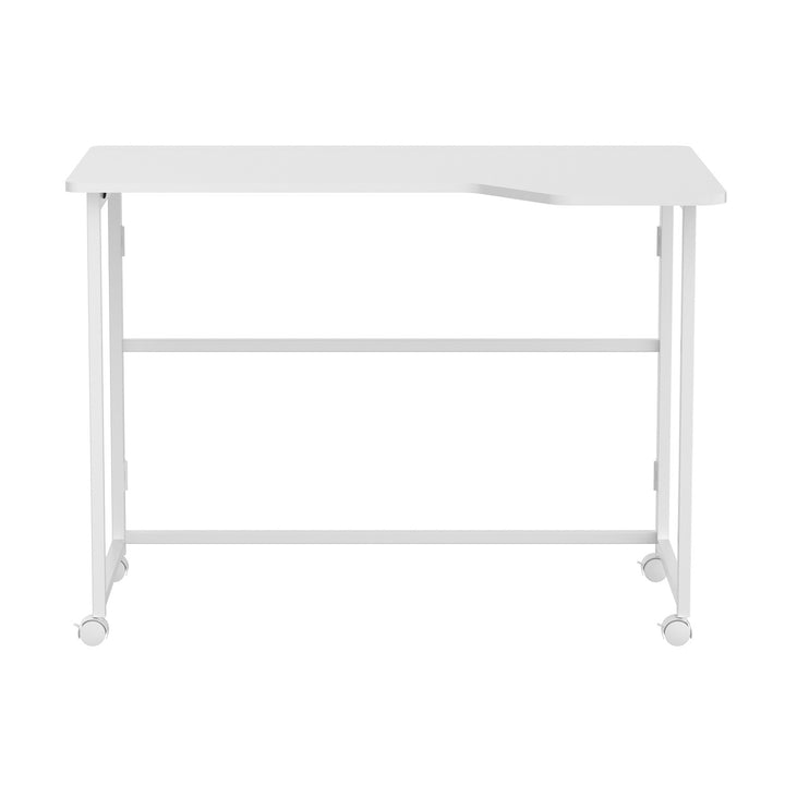 Bureau pliant Maclean, blanc, mobile, 100 x 65 cm, 50 kg max., en angle, en forme de L, MC-1250 L/W