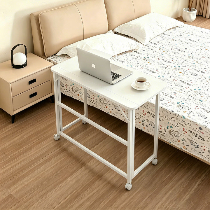 Bureau pliant Maclean, blanc, mobile, 100 x 65 cm, 50 kg max., en angle, en forme de L, MC-1250 L/W