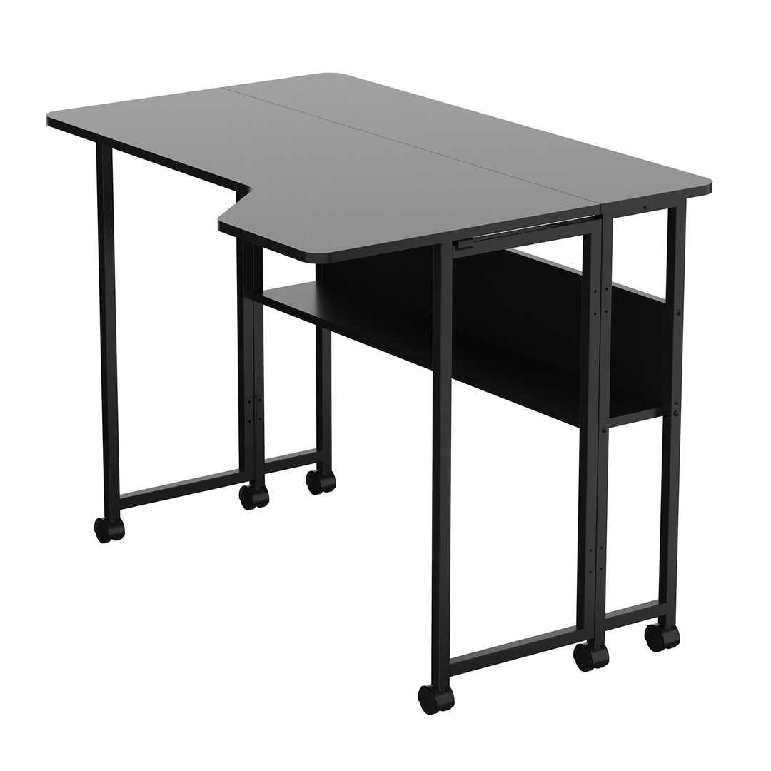 Bureau pliant / table Maclean, noir, mobile, 100 x 73 cm, 50 kg max., en angle, forme en L, MC-126 L/B