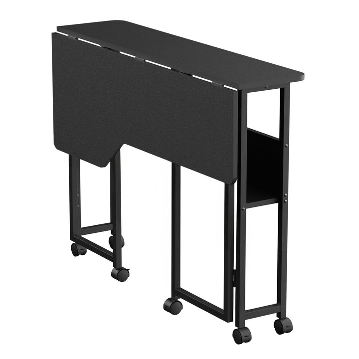 Bureau pliant / table Maclean, noir, mobile, 100 x 73 cm, 50 kg max., en angle, forme en L, MC-126 L/B