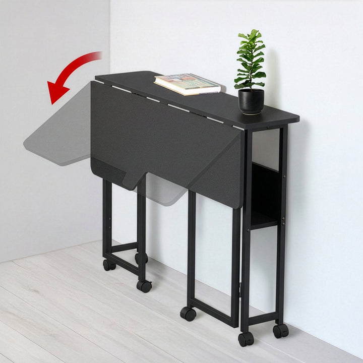 Bureau pliant / table Maclean, noir, mobile, 100 x 73 cm, 50 kg max., en angle, forme en L, MC-126 L/B