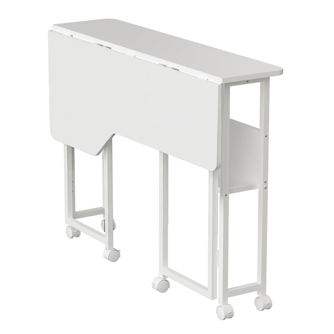 Bureau pliant / table Maclean, blanc, mobile, 100 x 73 cm, charge max. 50 kg, en angle, forme en L, MC-126 L/W