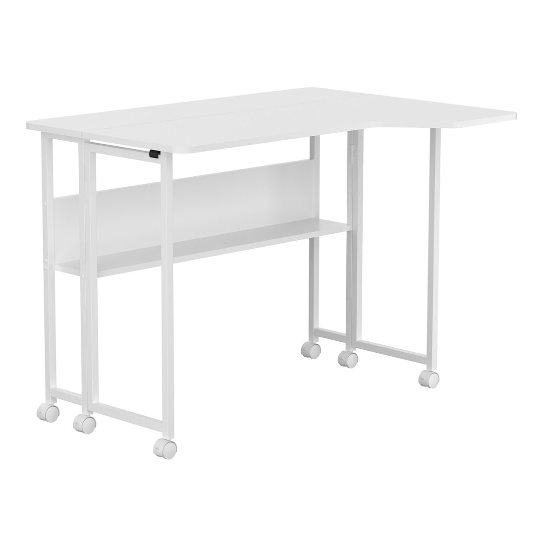 Bureau pliant / table Maclean, blanc, mobile, 100 x 73 cm, charge max. 50 kg, en angle, forme en L, MC-126 L/W
