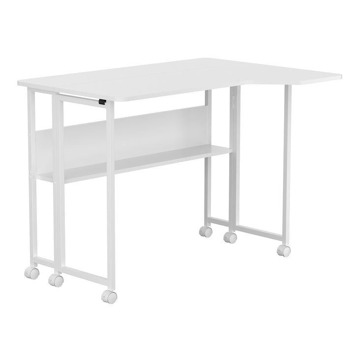 Bureau pliant / table Maclean, blanc, mobile, 100 x 73 cm, charge max. 50 kg, en angle, forme en L, MC-126 L/W