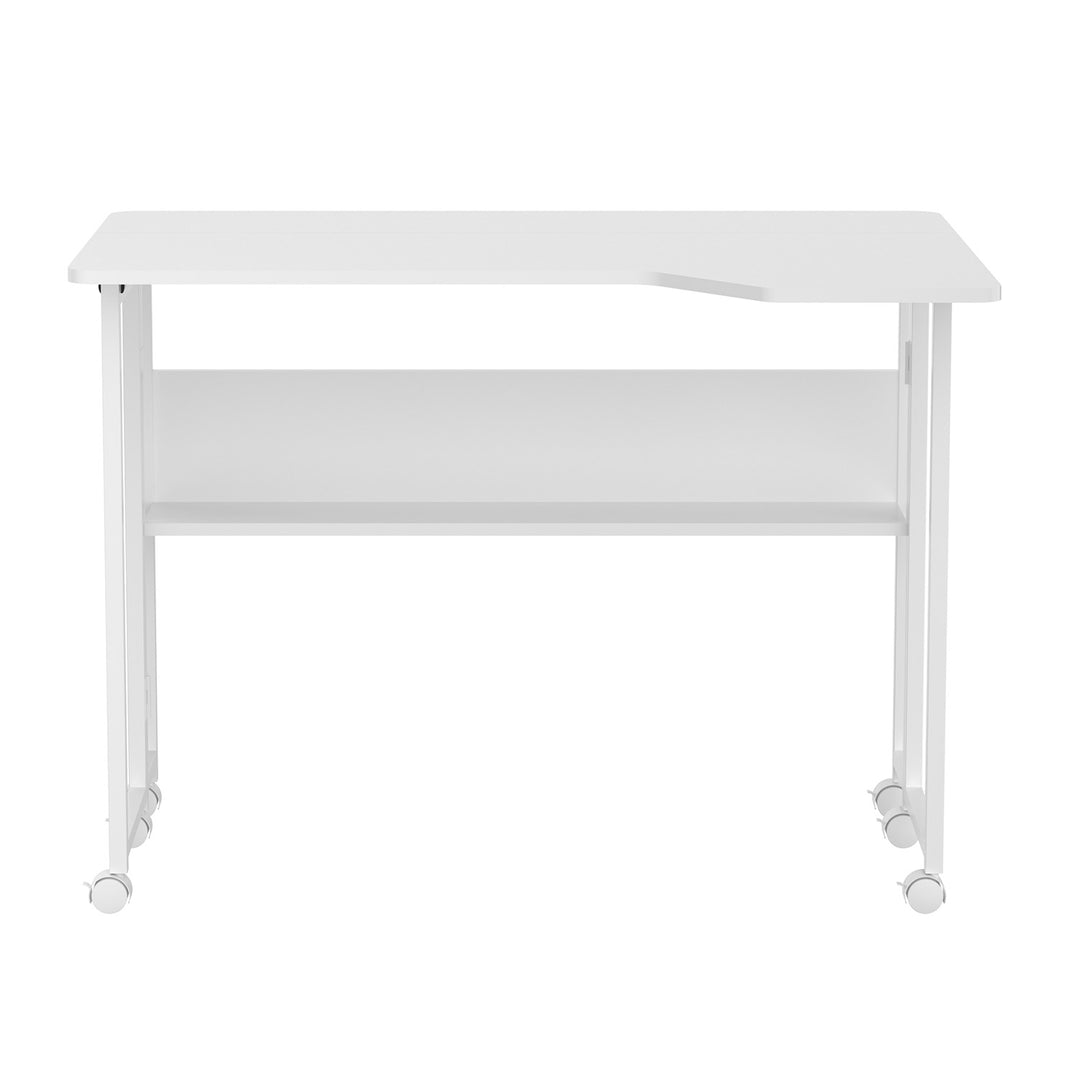Bureau pliant / table Maclean, blanc, mobile, 100 x 73 cm, charge max. 50 kg, en angle, forme en L, MC-126 L/W