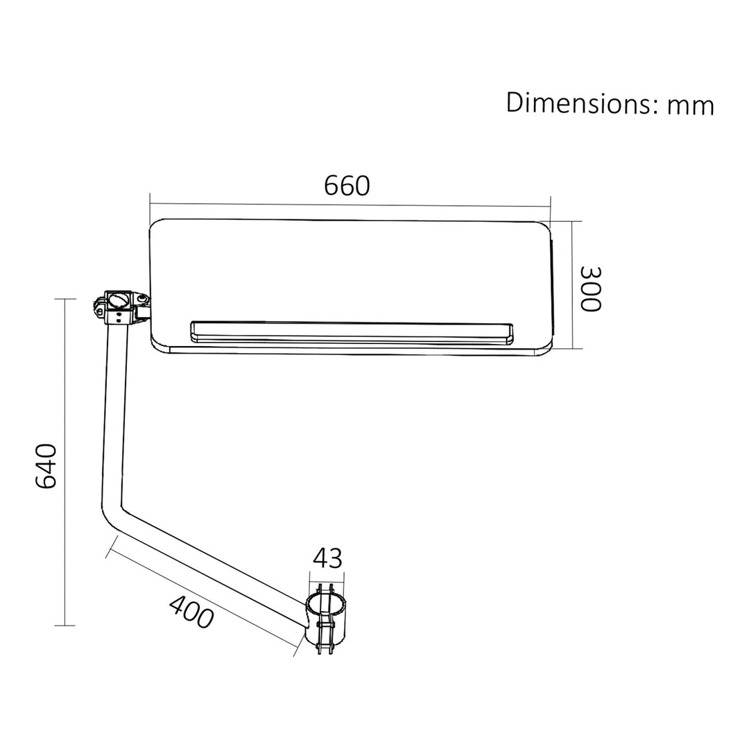 Tablette / plateau pour clavier Maclean, noir, dimensions du plateau : 66 x 30 cm, à fixer sur une chaise de bureau, charge max. 5 kg, MC-139