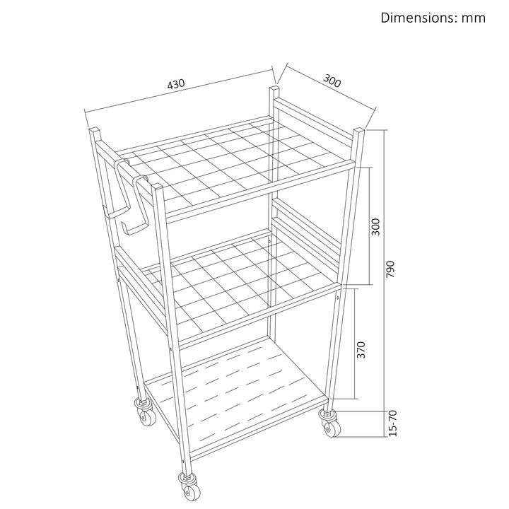 Support / chariot mobile pour outils de jardin Maclean, noir, dimensions 43 x 30 x 79 cm, charge max. 20 kg, MC-138