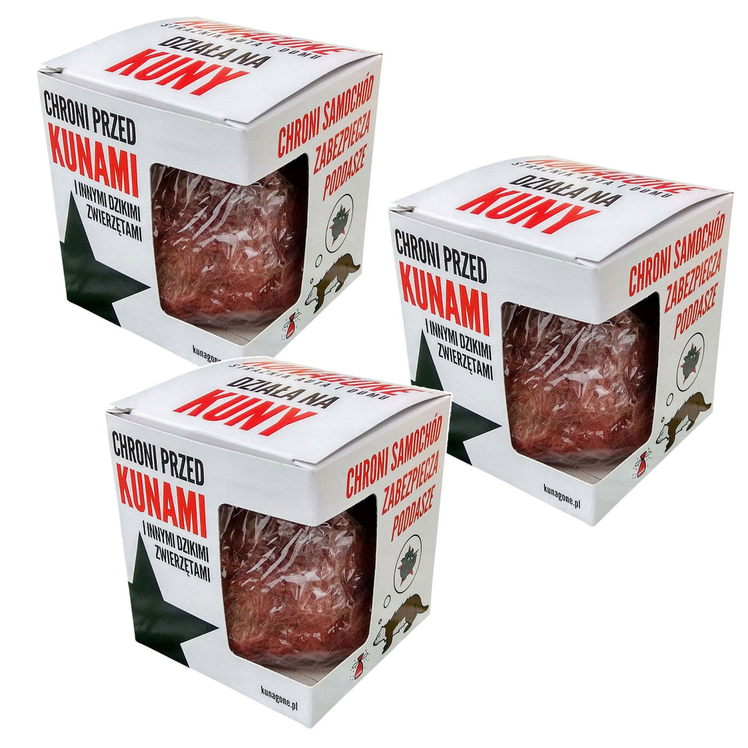 Répulsif naturel contre les martres Kunagone, pour la voiture, la maison, les combles, lot de 3