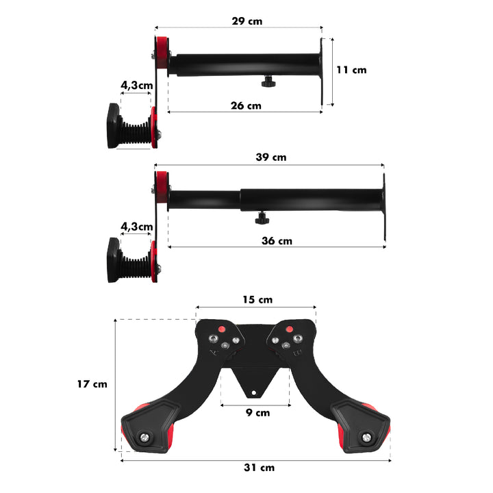Support mural pour vélo Maclean, en acier, charge maximale 30 kg, MC-449, lot de 2