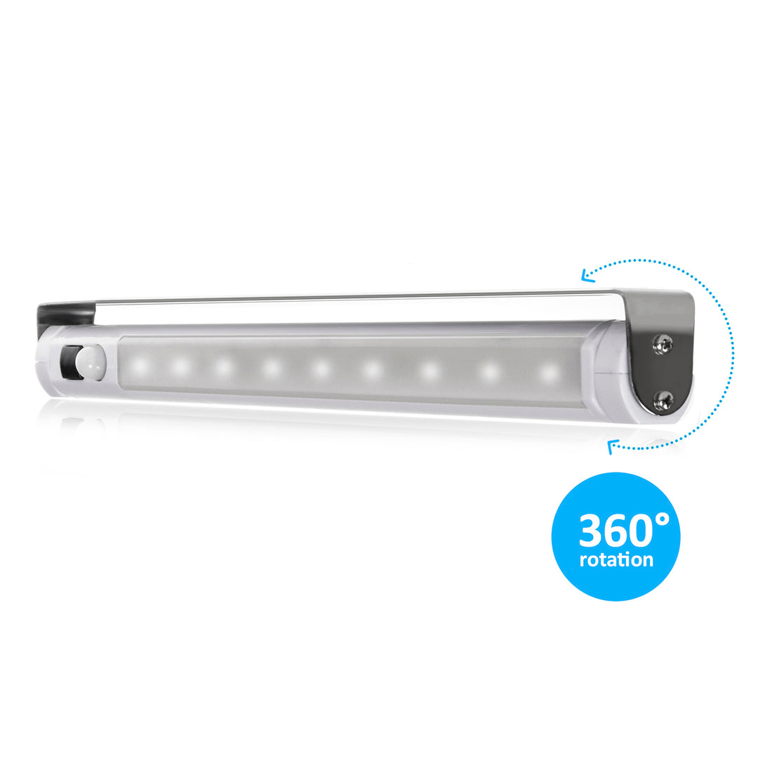 2 lampes LED Maclean pour cuisine, à fixer sous les placards, 9 LED SMD, à piles, capteur PIR marche/arrêt, MCE166 + 6 piles R-06 R06 AA LR06 1,5 V VARTA Longlife Power