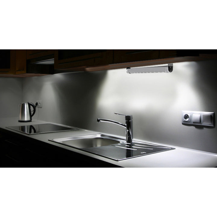 2 lampes LED Maclean pour cuisine, à fixer sous les placards, 9 LED SMD, à piles, capteur PIR marche/arrêt, MCE166 + 6 piles R-06 R06 AA LR06 1,5 V VARTA Longlife Power