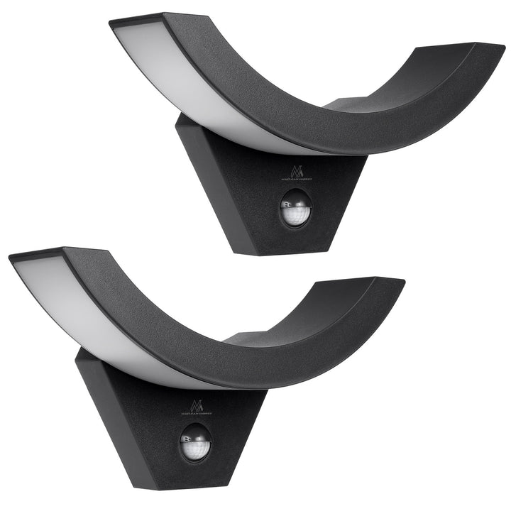 Lampe LED avec détecteur de mouvement Maclean, détecteur de mouvement infrarouge, couleur noire, 10 W, IP54, 800 lm, MCE290 B, lot de 2