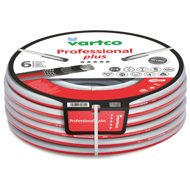Tuyau d'arrosage Vartco, 6 couches, souple, diamètre 1/2", longueur 100 m, Professional Plus
