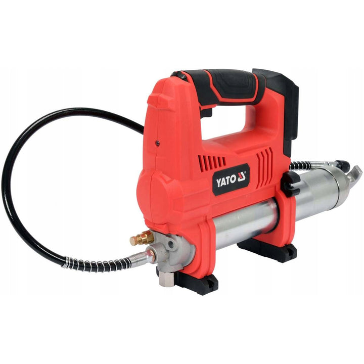 Pistolet à graisse sans fil Yato, livré avec un chargeur et une batterie de 3 Ah, pression de 620 bars, éclairage de travail LED intégré, puissance élevée et débit de 284 g/min, YT-07020