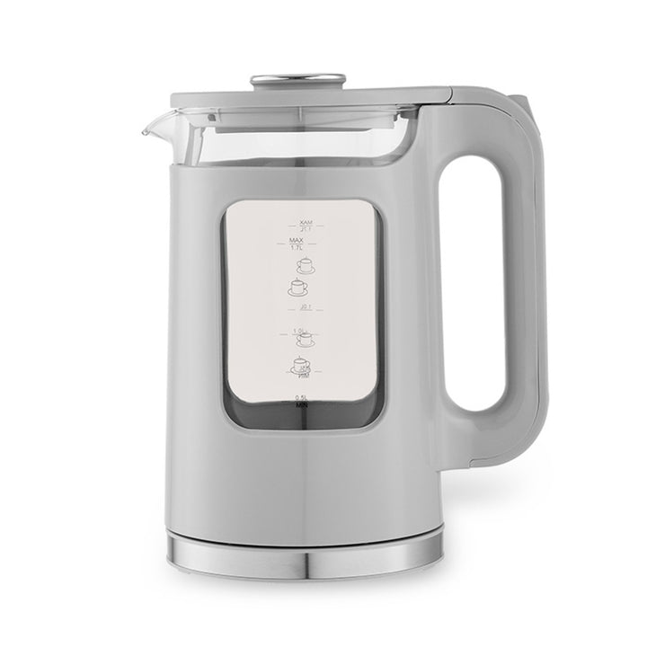 Bouilloire électrique en verre Maestro, capacité 1,7 L, puissance 2200 W, indicateur de niveau d'eau, éclairage LED, socle pivotant, couleur grise, MR-065-GREY
