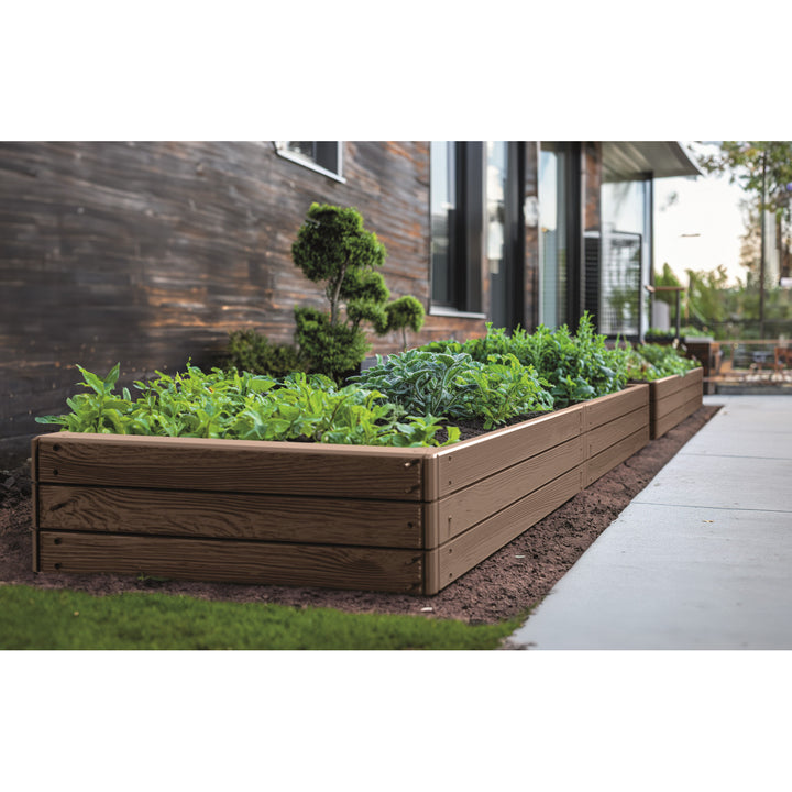Bordure de jardin Prosperplast Base Woody, 149 x 75 cm, résistante aux intempéries, conception modulaire, couleur marron, IBWR-7587U