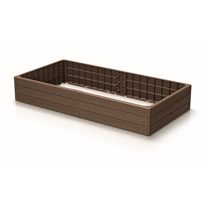 Bordure de jardin Prosperplast Base Woody, 149 x 75 cm, résistante aux intempéries, conception modulaire, couleur marron, IBWR-7587U