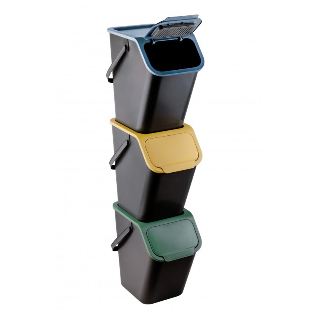 Lot de 3 poubelles de tri sélectif 25 l Practic Bini + 5 filtres à charbon