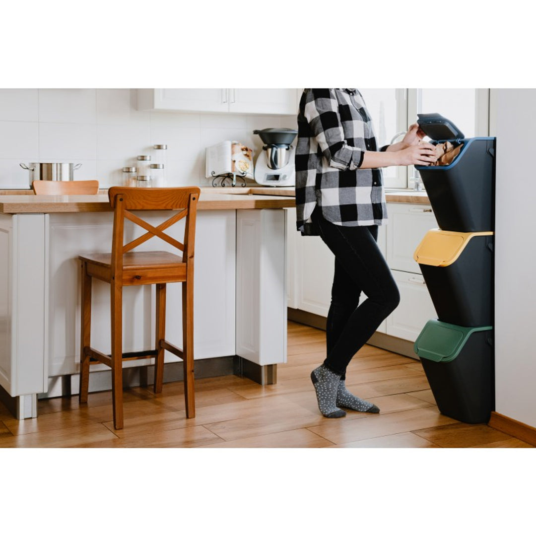 Lot de 3 poubelles de tri sélectif 25 l Practic Bini + 5 filtres à charbon