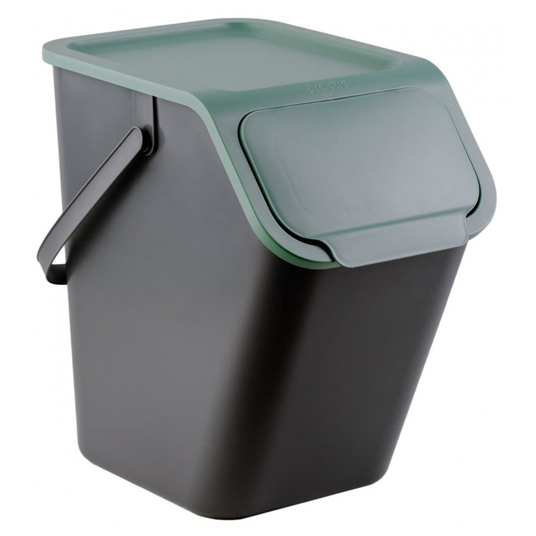 Lot de 4 bacs de tri sélectif BINI noirs avec couvercles colorés (jaune/vert/bleu/marron) + 5 filtres à charbon