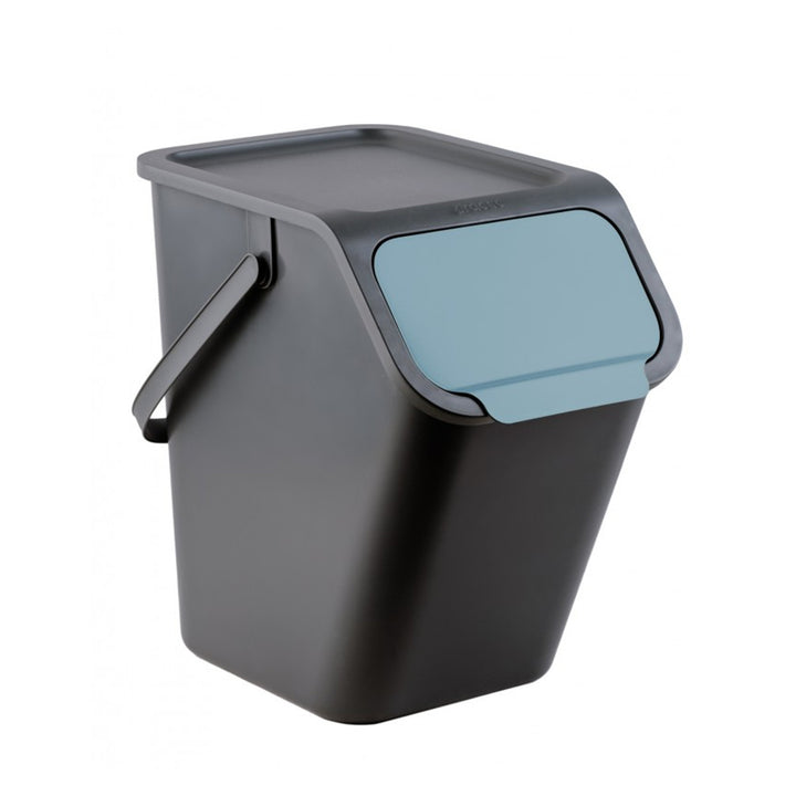 Lot de 4 bacs BINI noirs de 25 l, avec couvercle noir, couleur des volets : jaune, bleu, vert, marron + 5 filtres à charbon
